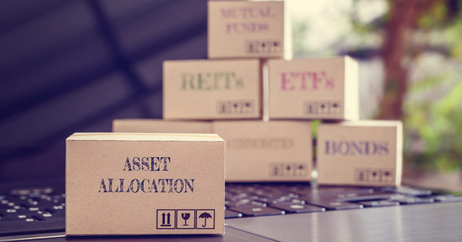 Online asset allocation / portfolio risk diversification for long-term sustainable growth concept